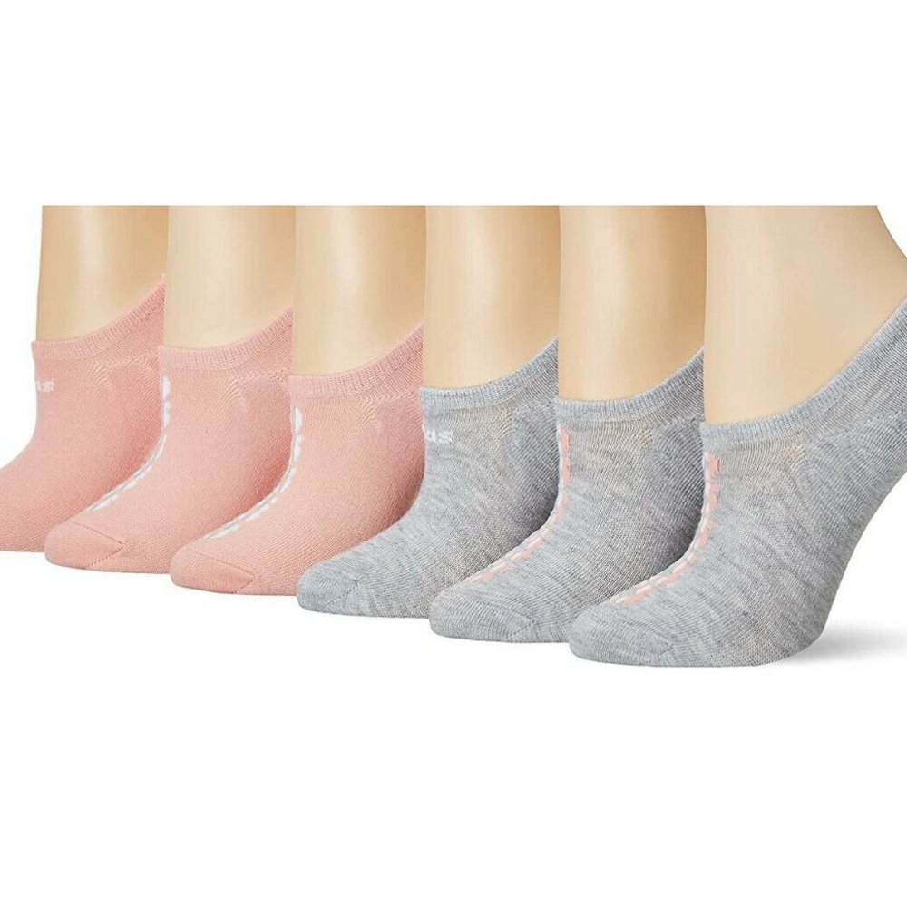 Adidas Superlite Linear Women's Socks 6 Pair No Show Pink / Gray - Size 5-10